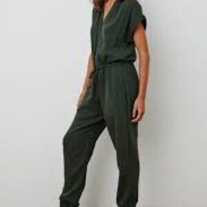 Velvet By Graham & Spencer Romper Jumper XS 100% Cotton Gauze Soft Green